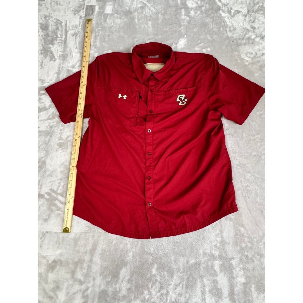 Under Armour Button Down Shirt Mens Large Boston College Eagles Short Sleeve